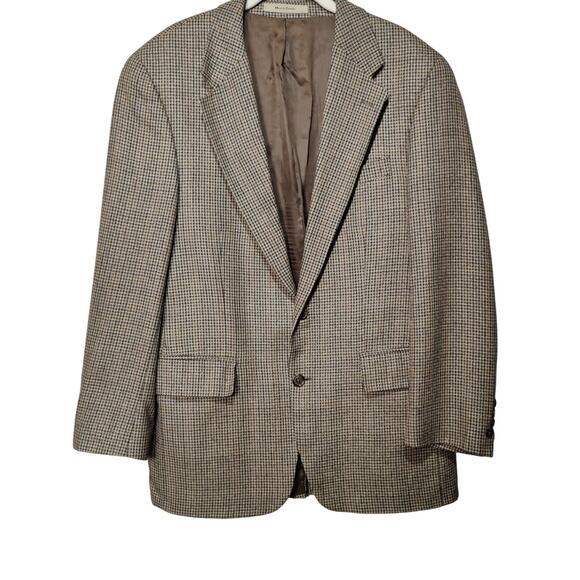 Vtg Chaps Ralph Lauren Mens Tweed Houndstooth Multicolor Brown Wool Blazer - Picture 1 of 7
